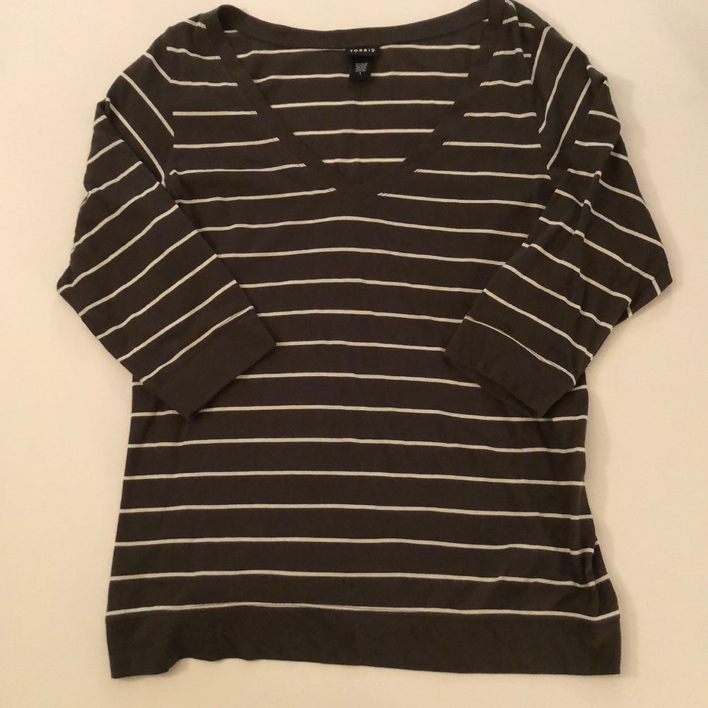 Torrid Stripped 3/4 Sleeve Top